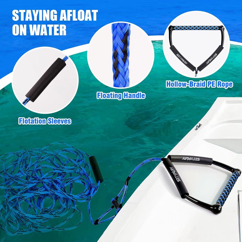SETYPARY 75FT Wakeboard Rope and Handle, Floating Water Ski Rope for Watersports, 4 Sections Ski Ropes for Water Skiing, Kneeboarding, Wakeboarding - Image 5